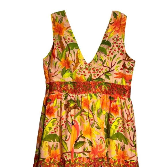 Farm Rio Orange Tropical Tiered Maxi Dress Women’s XS - Picture 6 of 8